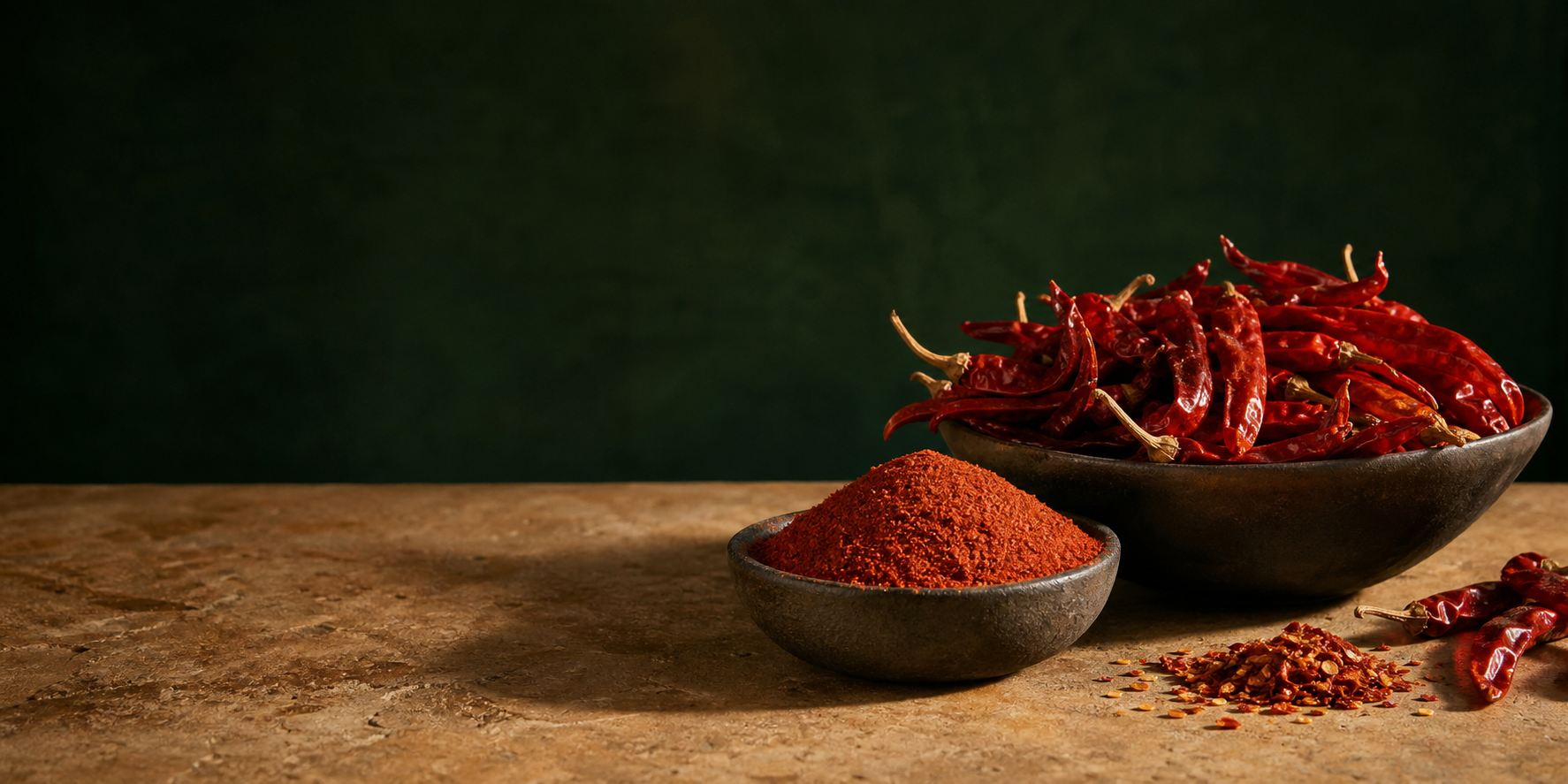 Dried red chillies and chilli powder